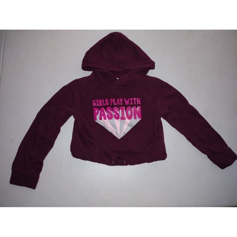 Athletic Works Girls Purple Girls Play‎ With Passion Cropped Hoodie XS 4-5